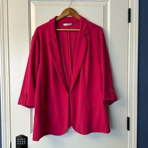89th & Madison NWT Fiesta Pink Women's 3X Open Front Blazer Jacket